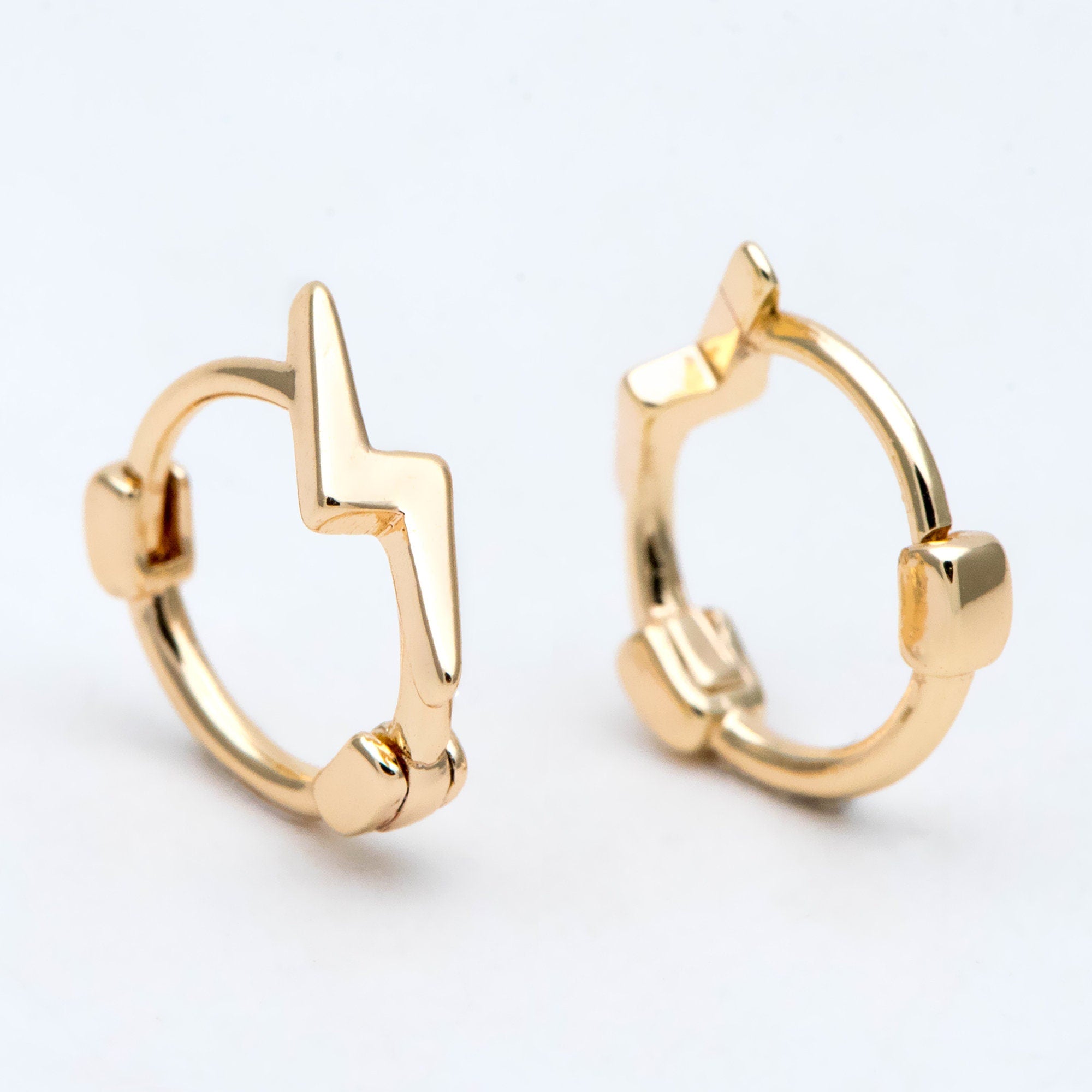 10pcs Gold Lightning Hoop Earrings, Huggie Earrings, Minimalist Earring, Small Gold Hoops Earring (GB-3010)